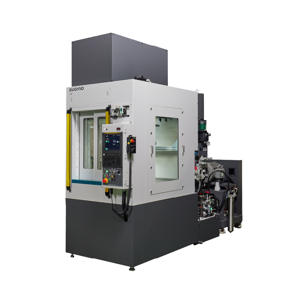 Sugino's JDM Water Jet Deburring Machine uses high pressure water up to 10,000 PSI or 70 MPa