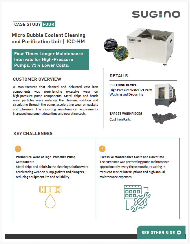Sugino's portable coolant and cutting fluid cleaning, oil, and debris removal system