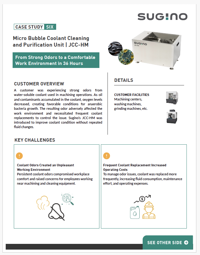 Extend coolant life and reduce bacteria and odors with a micro bubble cleaning unit